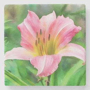 Roze lelie bloem kunst marmer stenen onderzetter