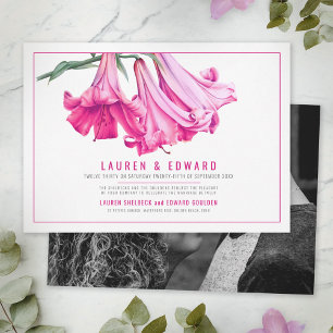 Roze lelie botanische kunst aangepaste foto bruilo kaart