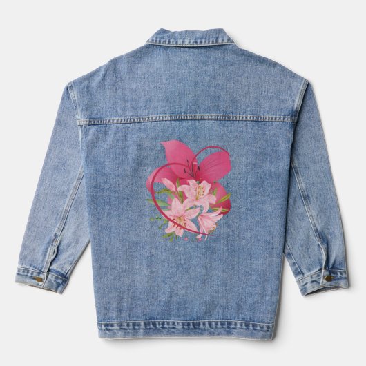 Roze lelie denim jacket (Achterkant)