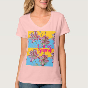 Roze Lelie Lelies Kunst Oma Naam Decoratie T-shirt