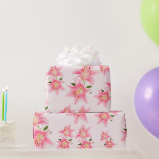 Roze lelie matte inpakpapier
