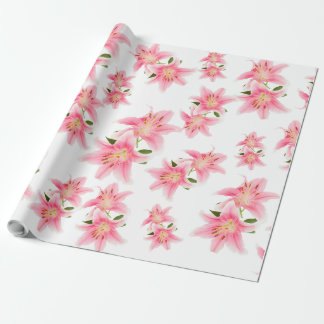 Roze lelie matte inpakpapier