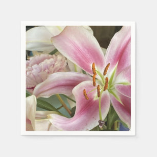 Roze lelie & pioen rozen servetten