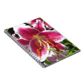 Roze lelie roze bloemenroze bloem tropische bloem notitieboek (Rechterzijde)