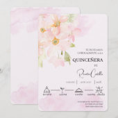 Roze lelie Spaanse quinceañera Kaart (Voorkant / Achterkant)