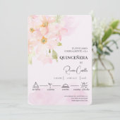 Roze lelie Spaanse quinceañera Kaart (Staand voorkant)