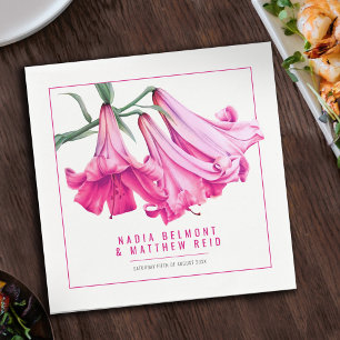 Roze lelie waterverf bruiloft servet