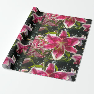 Roze lelies roze tropische bloemen roze bloemig cadeaupapier