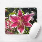 Roze lelies roze tropische bloemen roze bloemig muismat (Met muis)