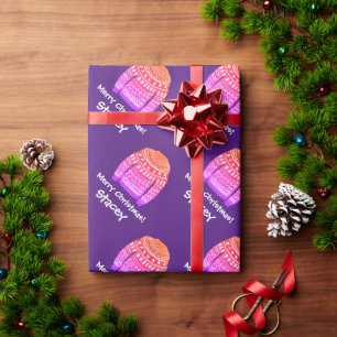 Roze lelijke kerstkeuken aangepast aan feestdag cadeaupapier