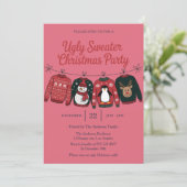 Roze Lelijke Trui Vakantie Party | Leuke kerst Kaart (Staand voorkant)