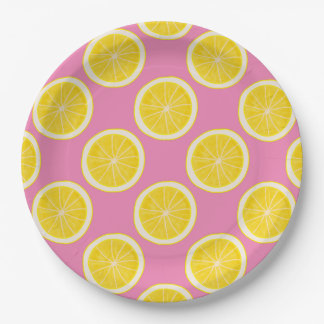 Roze Lemon Print Sierkussen Papieren Bordje