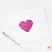 Roze leng, glanzend en mousserend hart sticker (Envelop)