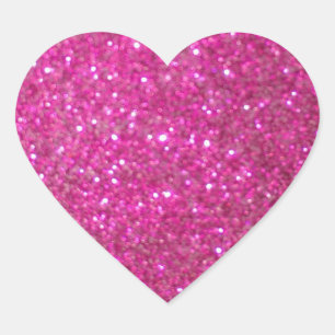 Roze leng, glanzend en mousserend hart sticker