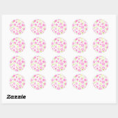 Roze lentbloemen ronde sticker (Vel)