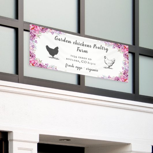 Roze Lente Bloemen Boerderij Banner (Buitenkant Gebouw)