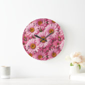 Roze lente bloemenroze madeliefjes retro roze bloe grote klok (Huis)