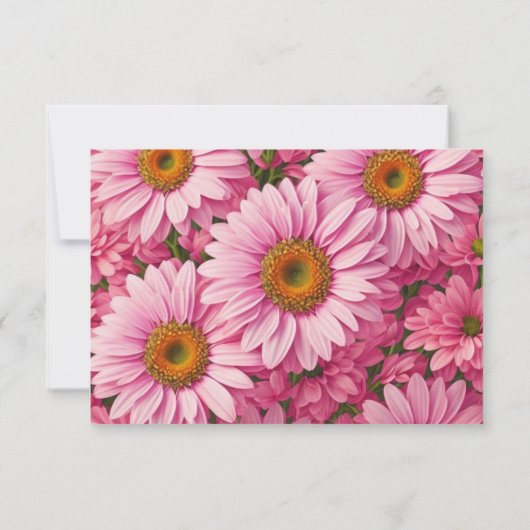 Roze lente bloemenroze madeliefjes retro roze bloe save the date (Achterkant)