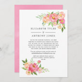 Roze Lente Bruiloft Bloemengastlijst Gereduceerd Aankondiging (Voorkant / Achterkant)