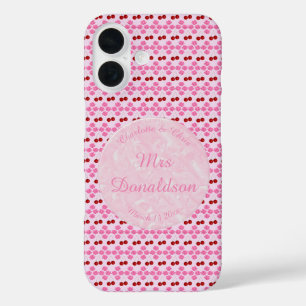 Roze Lente Bruiloft Kersenbloesem en kersen iPhone 16 Hoesje
