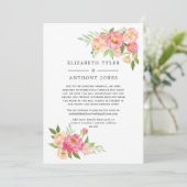 Roze Lente Bruiloftsbloem Gereduceerde Gastlijst Aankondiging (Staand voorkant)