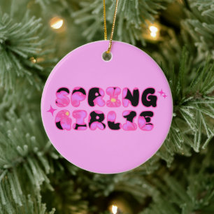 Roze Lente Vrouw Keramisch Ornament