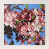 Roze lentesbloesems met blauwe hemel legpuzzel (Horizontaal)