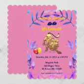 Roze Leo (23 juli - 22 aug) - verjaardagsdagsuitno Kaart (Voorkant / Achterkant)