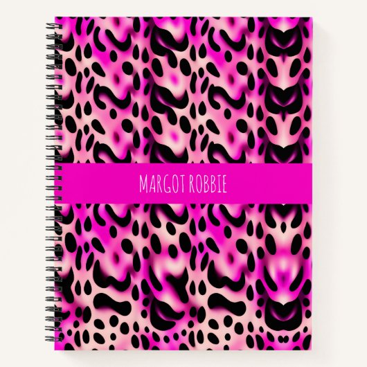 Roze Leopard 3D geometrisch patroon Notitieboek (Voorkant)