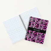Roze Leopard 3D Verticaal Isometrisch Patroon Notitieboek (Binnen)