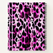 Roze Leopard 3D Verticaal Isometrisch Patroon Notitieboek (Achterkant)