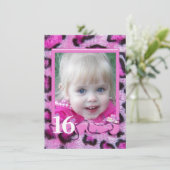 Roze Leopard Bont 16e Verjaardag Kaart (Staand voorkant)