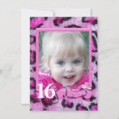 Roze Leopard Bont 16e Verjaardag Kaart (Voorkant)