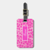 Roze Leopard Cheetah Dierenprint Gepersonaliseerd Bagagelabel (Voorkant verticaal)