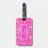 Roze Leopard Cheetah Dierenprint Gepersonaliseerd Bagagelabel (Achterkant verticaal)