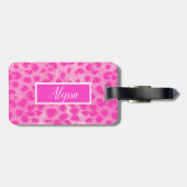 Roze Leopard Cheetah Dierenprint Gepersonaliseerd Bagagelabel (Achterkant horizontaal)