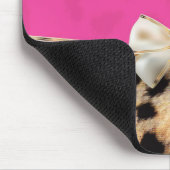 Roze & Leopard Cheetah Print Bow Muismat (Hoek)