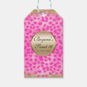 Roze leopard Cheetah print Gold Glitter Monogram Cadeaulabel (Voorkant)