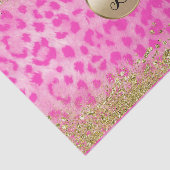 Roze leopard Cheetah print Gold Glitter Monogram Tissuepapier (Detail)