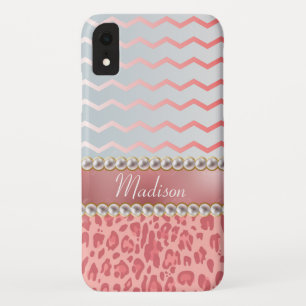  roze leopard Chevron Beauful Pearls iPhone XR Hoesje