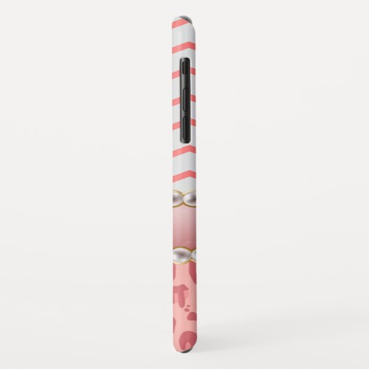  roze leopard Chevron Beauful Pearls Case-Mate iPhone Case (Achterkant/links)