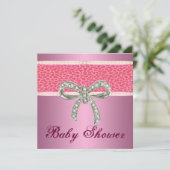 Roze Leopard Diamond Bow Baby shower Kaart (Staand voorkant)