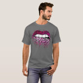 Roze leopard Drip Splatter Biting Lips Cadeau T-shirt (Voorkant volledig)