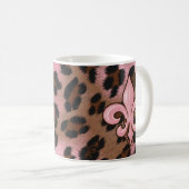 Roze Leopard Fleur de Lis Koffiemok (Voorkant rechts)