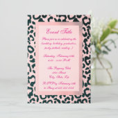 Roze leopard Glitter Kaart (Staand voorkant)
