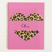 Roze Leopard Hart Custom Naam Planner (Voorkant)