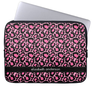 Roze leopard Patroon Aangepast Laptop Sleeve