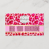 Roze leopard Patroon Aangepast Logo Foto Open uren Visitekaartje (Voorkant)