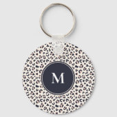 Roze Leopard patroon monogram Sleutelhanger (Achterkant)