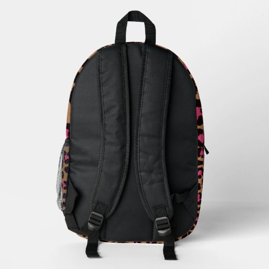 Roze leopard Pattern Bedrukte Rugzak (Achterkant)